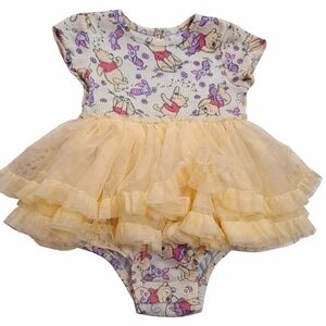 Disney Baby Dress with Pink and Cream Floral Pattern Winnie The Pooh.